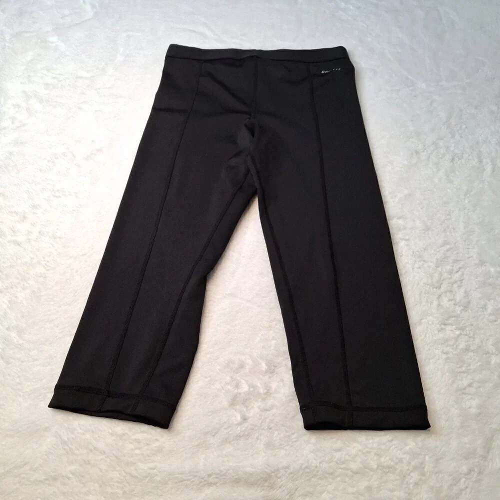 Nike Pro Dri Fit Crop Leggings Sz S Low Rise Sporty Workout Gym Athleisure Black